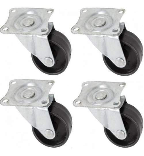 Set 4 roti 50mm pivotante negre rotile